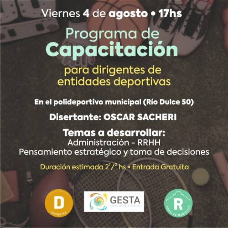 El Municipio de Coronel Rosales ofrece capacitación gratuita para dirigentes de entidades deportivas 