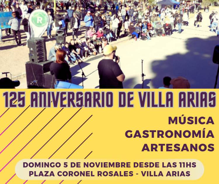 Este domingo se realizarán los festejos por el 125 aniversario de Villa Arias