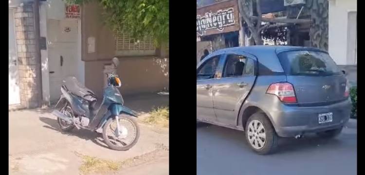 Accidente de tránsito entre un auto y una moto en 25 de Mayo al 500