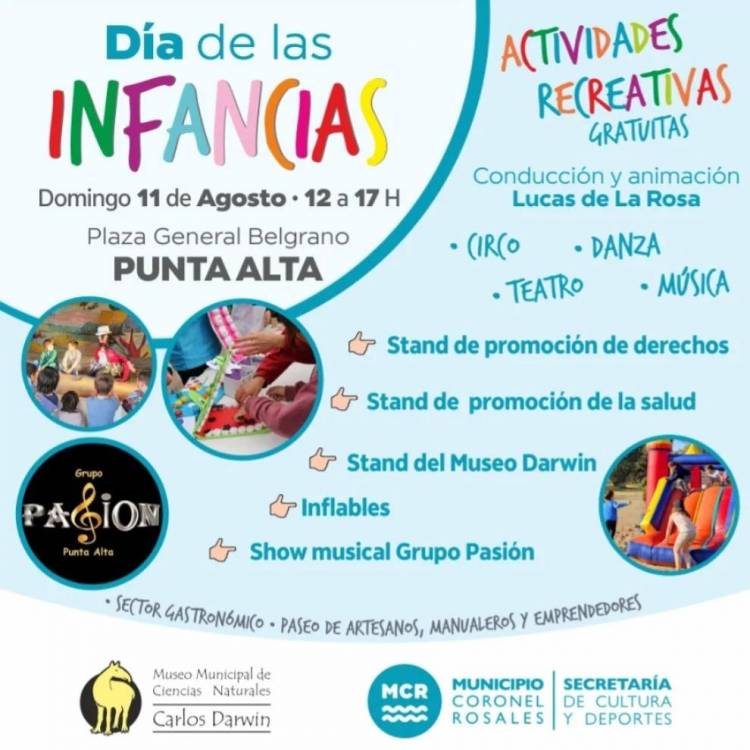 Este domingo se realizarán festejos por el “Día de las Infancias” en la Plaza Belgrano