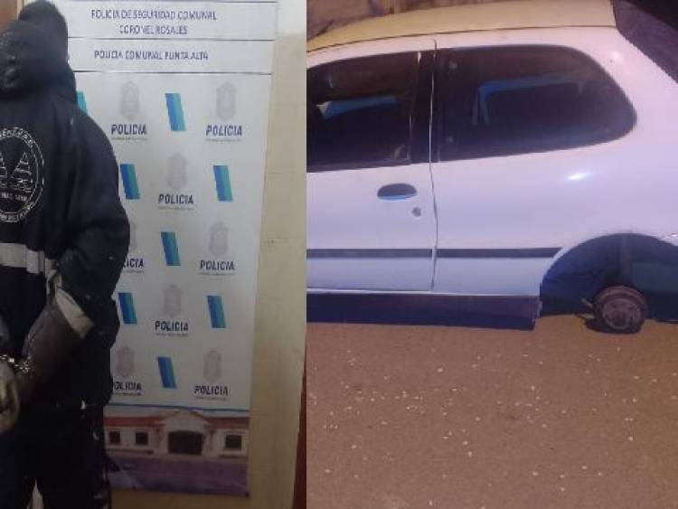 Un delincuente fue sorprendido mientras robaba la rueda de un auto