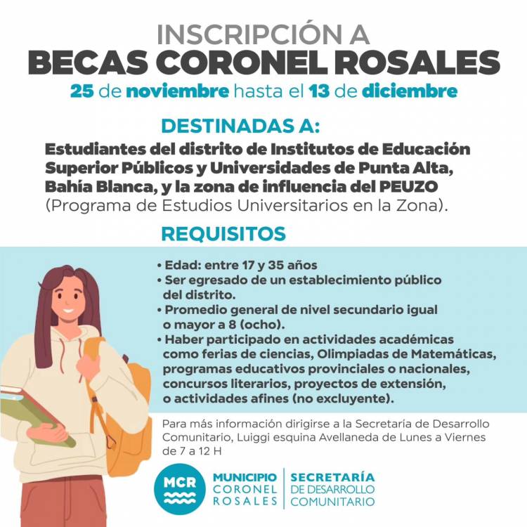 Se encuentra abierta la inscripción de la BECA Coronel Rosales