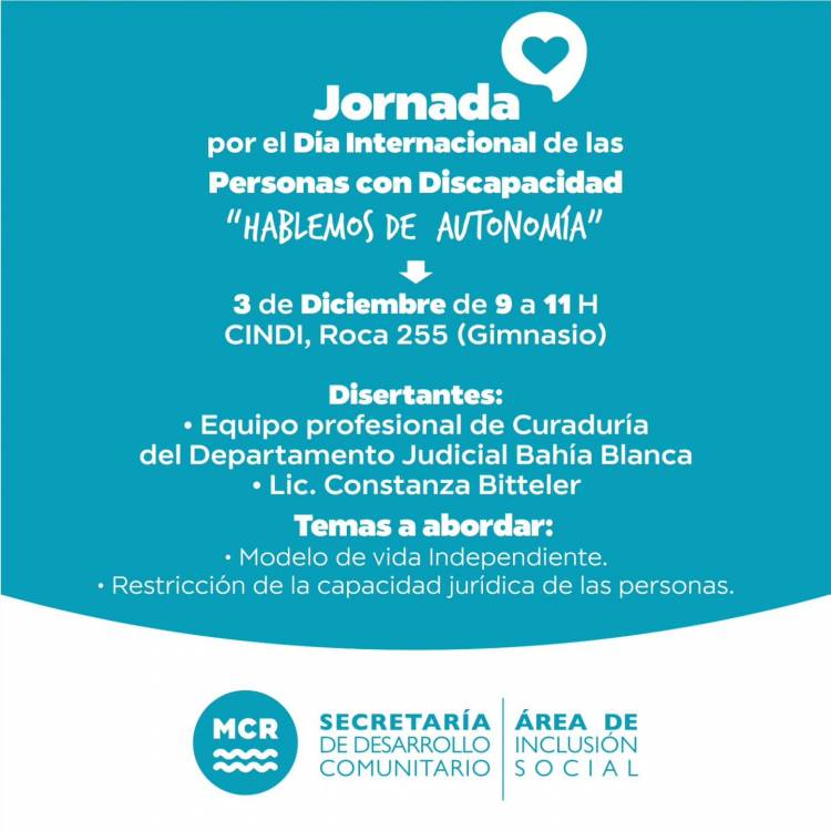 Se realizará una Jornada por el Día Internacional de las Personas con Discapacidad