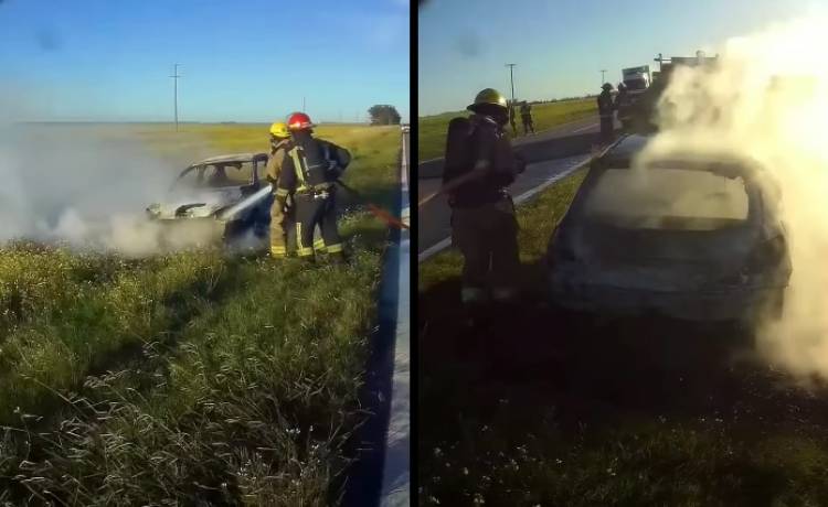 Pérdidas totales en el incendio de un automóvil en la Ruta 249