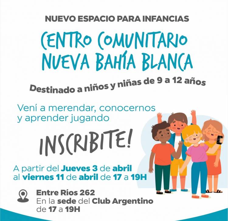 Abre la inscripción para el nuevo Centro Comunitario en Nueva Bahía Blanca