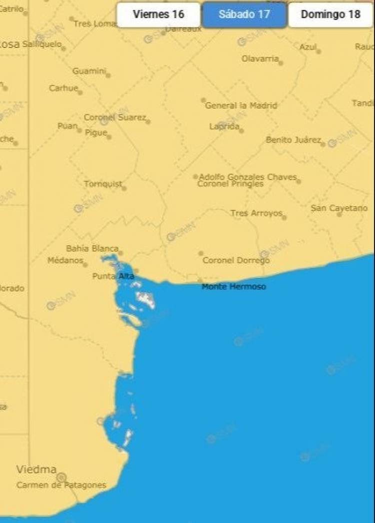 Se intensifica el alerta por vientos fuertes para la noche del sábado en Coronel Rosales y la región