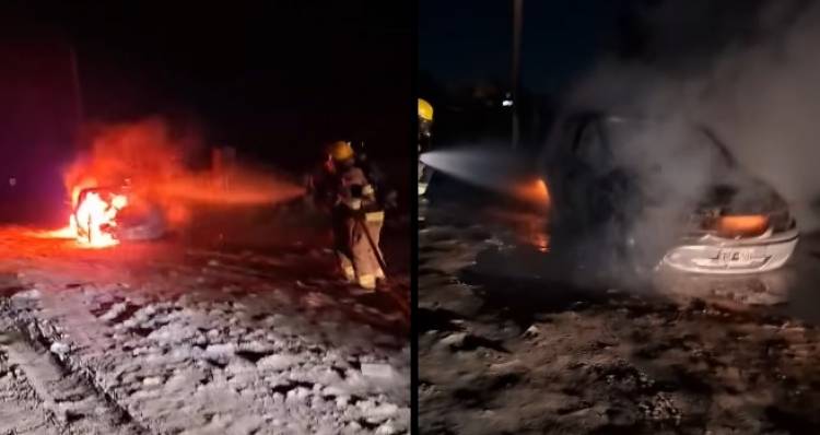 Una mujer y su hijo fueron derivados al hospital tras el incendio de un auto