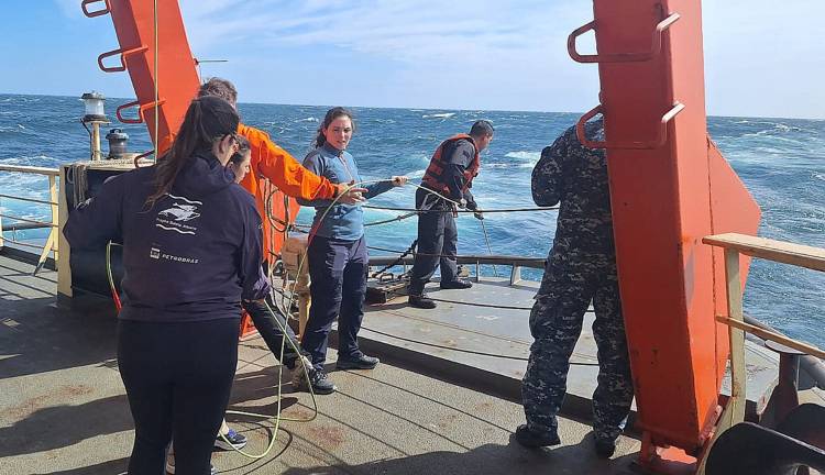 Científicos realizan estudio de cetáceos a bordo del rompehielos ARA “Almirante Irízar”