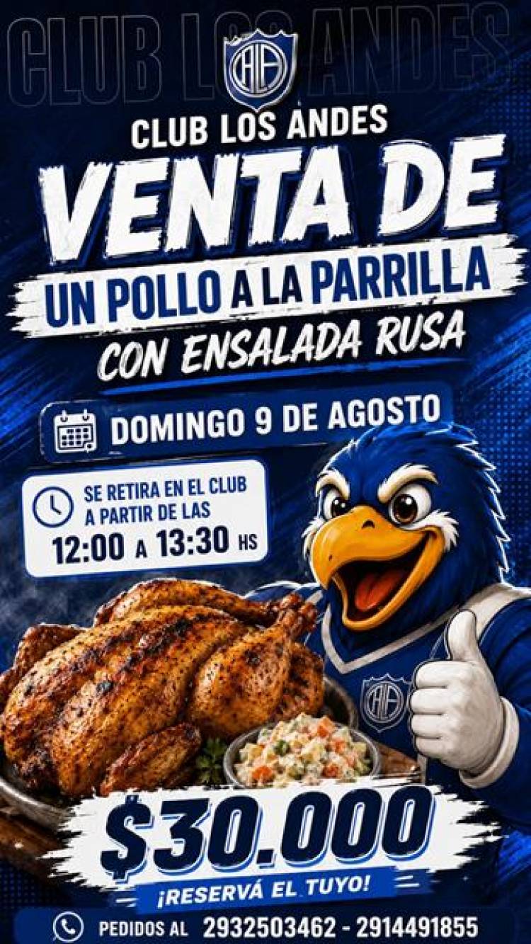 Se venderán pollos a beneficio en el Club Los Andes