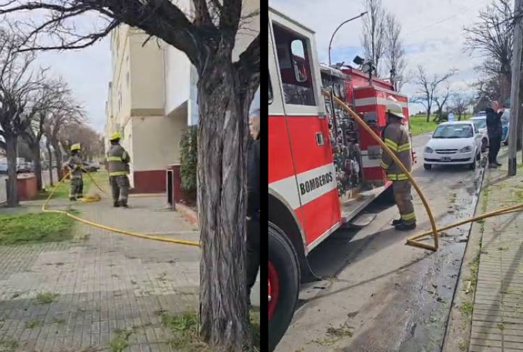 Bomberos Voluntarios acudieron al principio de incendio en un departamento de Colón y 7 de Marzo